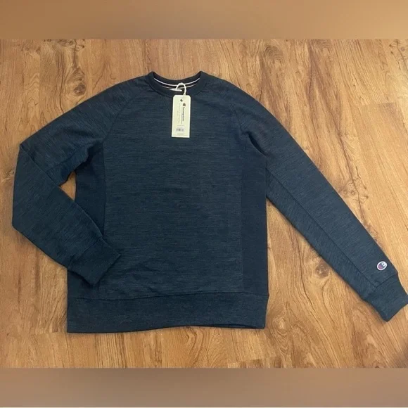 NEW Champion Men's Crew Neck Deep Navy Blue Sweater Sporty Athleisure Sz Small - Picture 2 of 6